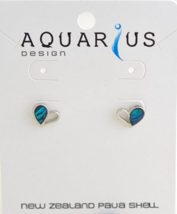 BLUE PAUA HALF HEART EARRING