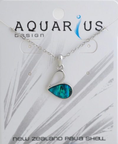 BLUE PAUA HALF HEART PENDANT NL