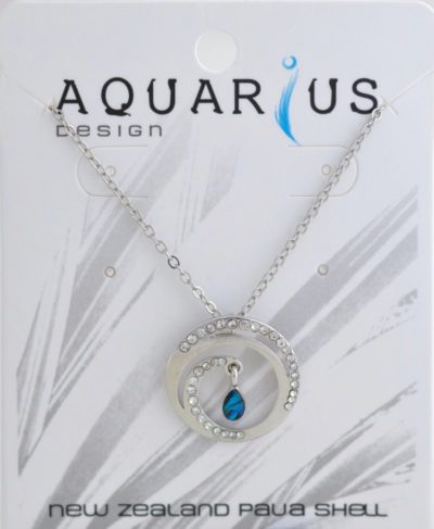 BLUE PAUA DROP IN CRYSTAL KORU PENDANT NL