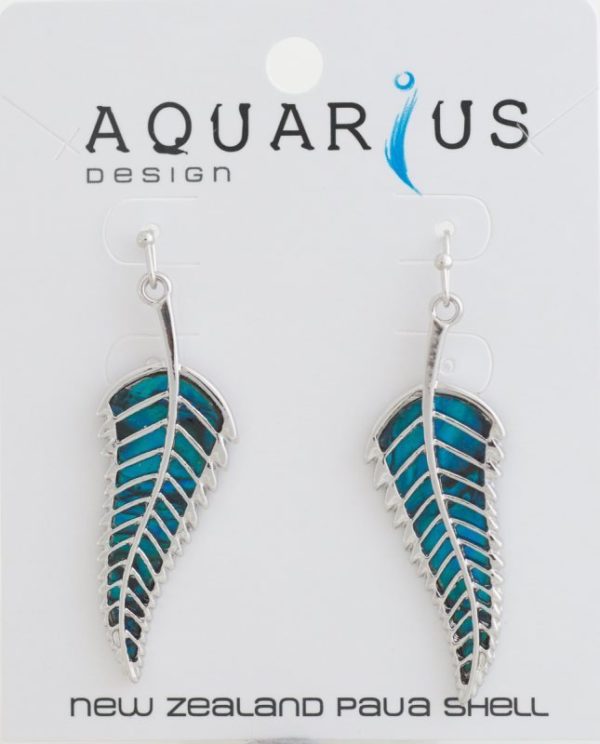 DYED PAUA FERN EARRING