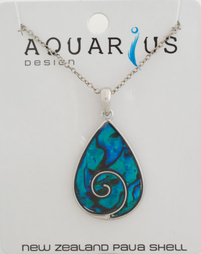 KORU TEAR DROP DYED PAUA PENDANT