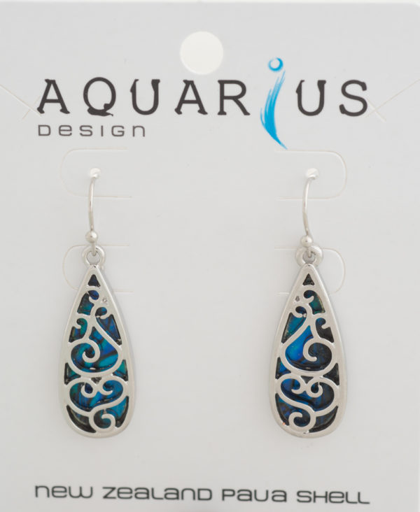 FILIGREE TEAR DROP DYED PAUA EARRING