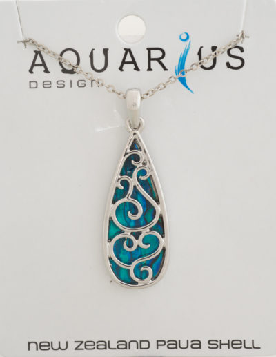 FILIGREE TEAR DROP DYED PAUA PENDANT