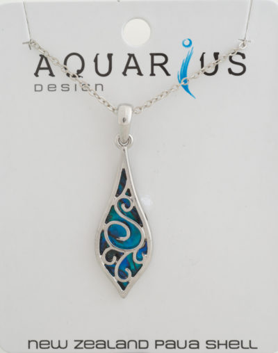 FILIGREE RAIN DROP DYED PAUA PENDANT