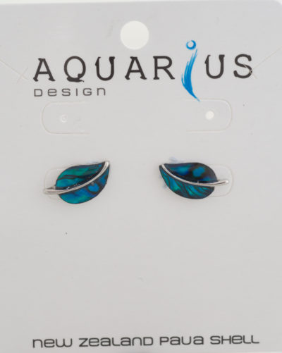 DYED PAUA LEAF STUD EARRING