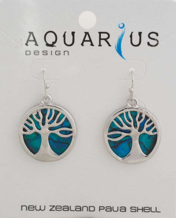 DYED PAUA KAURI TREE HOOK EARRING