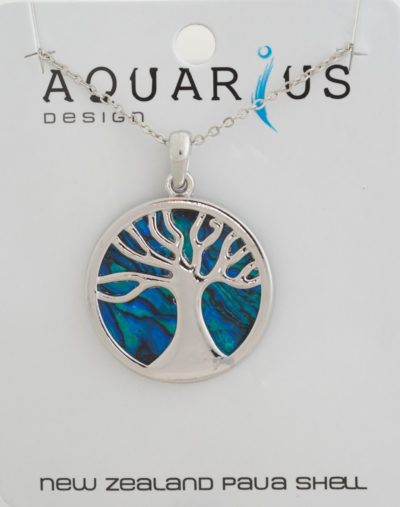 DYED PAUA KAURI TREE PENDANT