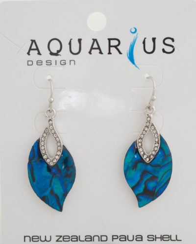 DYED PAUA LEAF WITH CRYSTAL EARRING