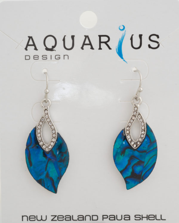 DYED PAUA LEAF WITH CRYSTAL EARRING