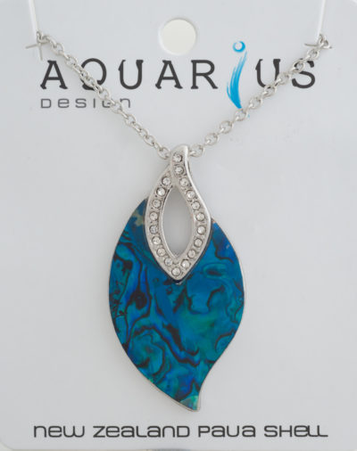 DYED PAUA LEAF WITH CRYSTAL PENDANT