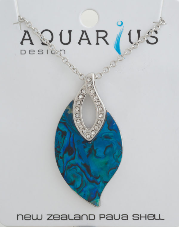 DYED PAUA LEAF WITH CRYSTAL PENDANT