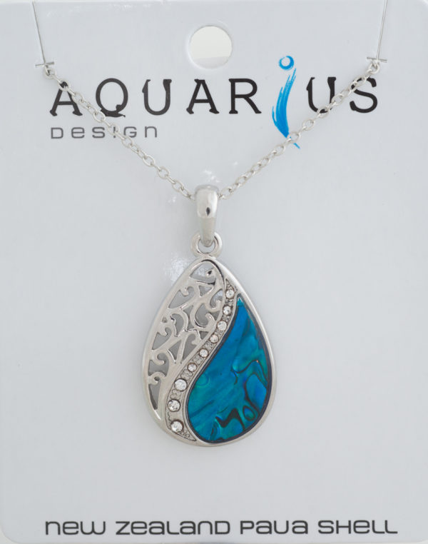 MITRE FLOATING DYED PAUA FILIGREE TEARDROP PENDANT