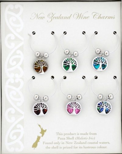 PAUA KAURI MULTICOLOUR WINE CHARM SET OF 6