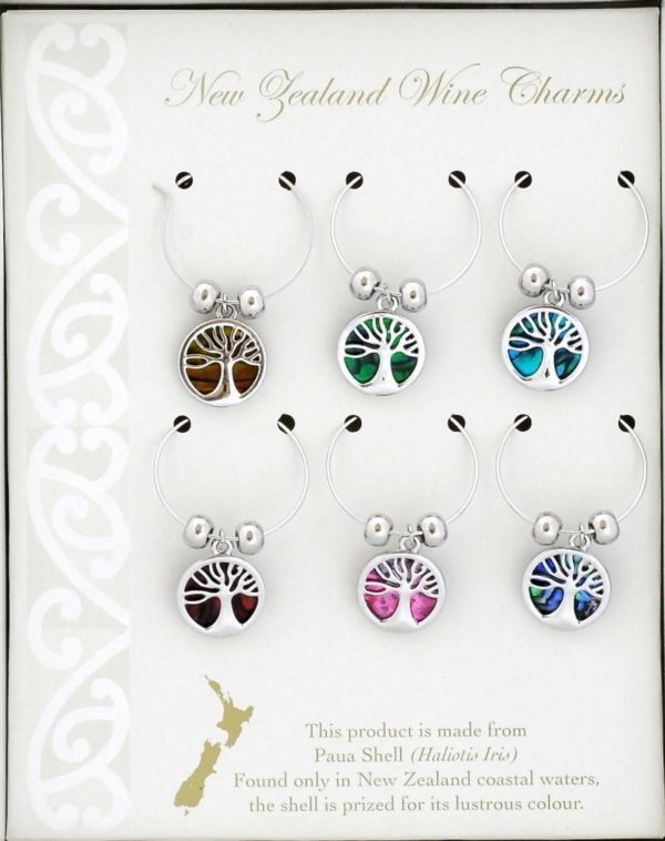PAUA KAURI MULTICOLOUR WINE CHARM SET OF 6